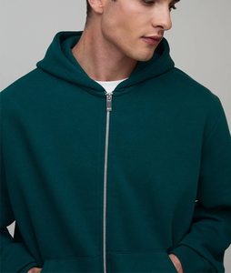 Sudadera con capucha de invierno para hombre con letras bordadas, precio mayorista, antiarrugas, de felpa francesa, con cremallera frontal decorativa, de peso pesado - Product Image 2