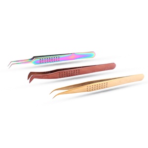 Pincettes pour extensions de cils, 3 pièces, en acier inoxydable coloré, super résistantes, avec pointes en fibre, haute précision, antistatiques - Product Image 2