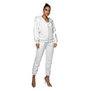 Conjunto de chándal de mujer personalizado OEM, el mejor chándal de dos piezas transpirable con capucha y pantalón para correr de otoño con cremallera para la venta de invierno - Product Image 5