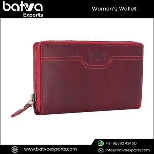 Modern Designer Women's Luxury Genuine Leather <b>Wallet</b> Stylish <b>Zipper</b> Closure with RFID Protection and Polyester Lining - Product Image 6