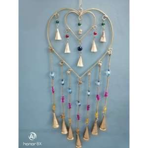Recycled Iron Heart Bohemian Hanging <b>Windchime</b> Suncatcher Metal Wall Decor for Outdoor Use - Product Image 3