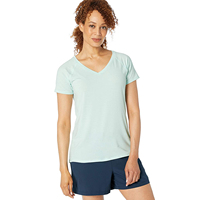 Camiseta de Manga Corta con Cuello en V Ecológica y Personalizable para Mujer, de Alta Calidad, Transpirable, de Secado Rápido, Anti-Pilling, en Colores y Tallas Personalizadas
