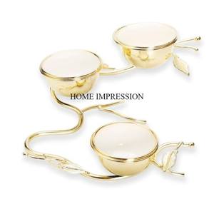 ชามโลหะเคลือบสีขาว3ช่องพร้อมแหวนชุบทองดีไซน์เนอร์ - Product Image 5