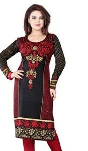 Nouveaux vêtements ethniques Kurti 100% pur coton pour dames avec travail à paillettes et impression numérique pour tenue de soirée du fournisseur indien - Product Image 3