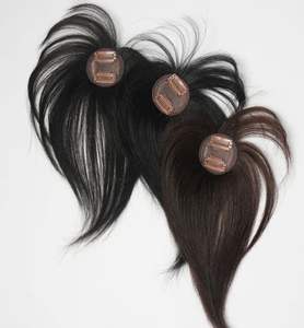 Petites perruques indiennes en soie avec base en cheveux naturels, 175g - Product Image 2