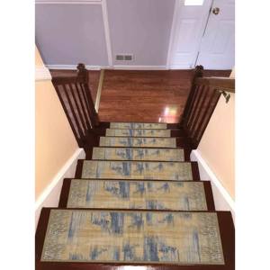 <b>Navy</b> <b>Blue</b> Ethnic Pattern Printed <b>Rug</b> - Modern Stair Treads Gift <b>Rug</b>,Goblen - Product Image 2