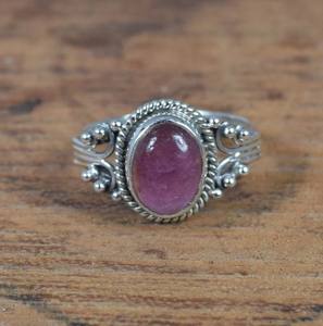 Véritable Tourmaline Rose 8x10mm Monture de Lunette Ovale Argent Sterling 925 Baho Fait à la Main Classique Vintage Eternity Wedding - Product Image 4