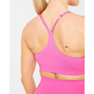 Sujetador deportivo básico rosa de verano de nuevo diseño, correas traseras ajustables, escote en forma de V y Sujetador deportivo de Fitness de alto impacto para mujeres adultas - Product Image 2