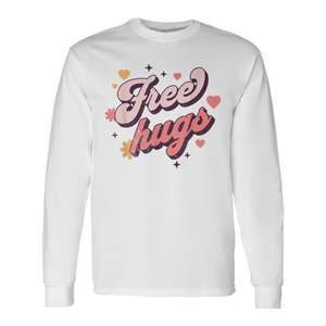 Camiseta Retro Vintage de Manga Larga con Diseño Estético de Abrazos para Eventos Promocionales, Día del Abrazo Libre - Product Image 1