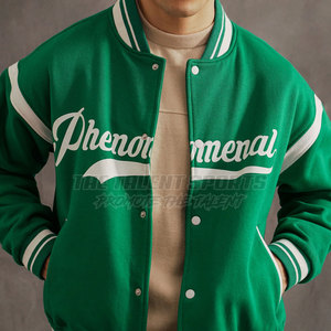 Chaqueta Varsity Letterman para Hombre con Bolsillos Delanteros y Dobladillo Acanalado, Cuello Alto, Cierre de Botones Forrados en Tela de Lona - Product Image 4