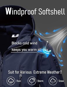Veste d'hiver tactique doublée en polaire de performance pour hommes, manteau souple 7 poches, résistant à l'eau, vêtements de course automobile pour moto - Product Image 5