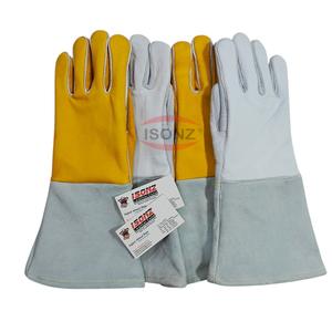 ISONZ Leather Zone Premium Quality Cowhide White 750 <b>Stick</b> Welding Gloves Argon Compatible Impact Level 3 Silicone-Free - Product Image 6