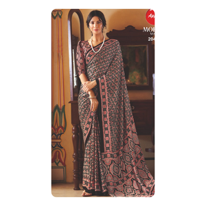 Sari de satén japonés de aspecto clásico en diseño liso para mujeres que asisten a fiestas de oficina y reuniones festivas - Product Image 5