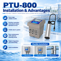 PTU800 POM Sensor Digital Pembersihan Otomatis Bodi Sensor Baja Tahan Karat SUS316L RS485 Modbus Online Turbidity Analyzer 5%