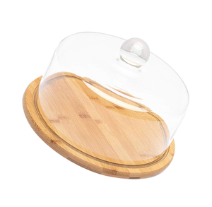 Customized Wholesale Wood Platter Display Classic Design <b>Dessert</b> Serving Tray Glass Lid for Home Hotel Use - Product Image 2