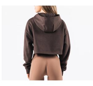 Women's Casual <b>Long</b> <b>Sleeve</b> Cropped Hoodie Color <b>Top</b> Sweatshirt Pullover Crop Hoodie - Product Image 3