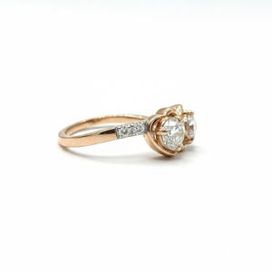 Anillo de Moissanita de Lujo con Corte de Doble Corazón para Mujer, Oro Rosa de 14K, Anillo de Compromiso Ajustable Abierto con Diamantes Pavé - Product Image 2