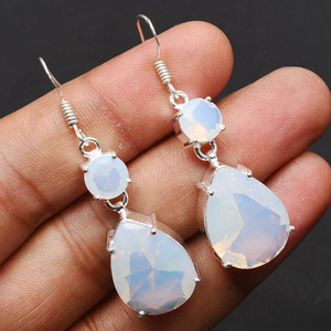 New Design Opalite Gemstone Earrings 925 <b>Sterling</b> <b>Silver</b> Hook <b>Wire</b> Handmade Drop Dangle Earrings for Women and Girls Jewelry - Product Image 2
