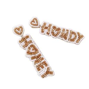 Pendientes de cuentas de semillas con letras, ligeros, hechos a mano, joyería de moda de calidad de exportación a precio económico - Product Image 2