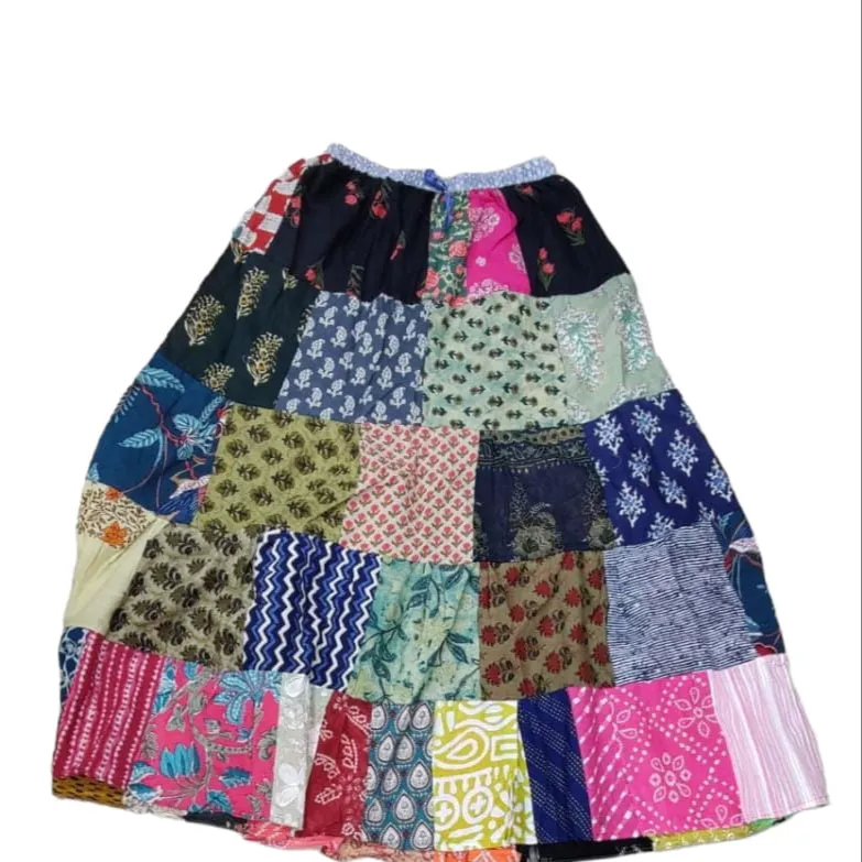 Robe longue patchwork bohème Hippie jupe taille libre multi-patchs robe gitane jupe taille élastique pour femmes dames filles