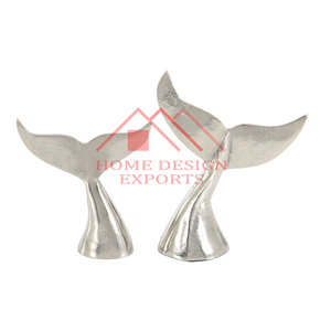 Sculpture de baleine côtière en aluminium argenté pour dessus de Table - Product Image 3