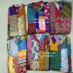 Bohemian Cotton <b>Kantha</b> Work <b>Jacket</b> for Ladies Winter Patchwork <b>Jacket</b> with Bohemian Print Handmade in India - Product Image 1