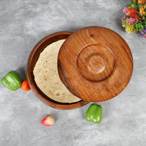 Diseño único Chapati Box Caja de madera Roti de forma redonda de la más alta calidad con perilla de metal para cocina Roti Box - Product Image 2