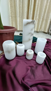 โถเทียนโอนิกซ์อลาบาสเตอร์หรูหราตกแต่งบ้านโคมไฟหินและที่วางเทียนสำหรับไฟชา Eid Mubarak - Product Image 5