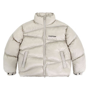 Personnalisé Hiver Sans Chapeau Chaud Couleur Unie Fermeture Éclair Col Montant Rue Bouffant Coton Veste Hommes Doudoune - Product Image 1