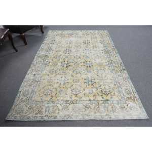 Alfombra Turca Vintage de 5.1x8.1 pies (156x246 cm), Alfombra de Lana Azul Sólida - Product Image 5