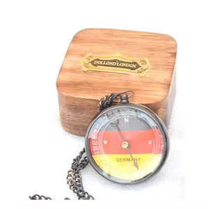 Reloj de bolsillo de madera vintage hecho a mano con función de brújula, esfera portátil para viajes y exteriores, regalo para padrinos de boda - Product Image 1