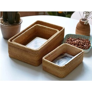 Juego de 3 cestas rectangulares tejidas para frutas, cestas de almacenamiento hechas a mano, venta al por mayor, ecológicas, hechas en Vietnam - Product Image 6