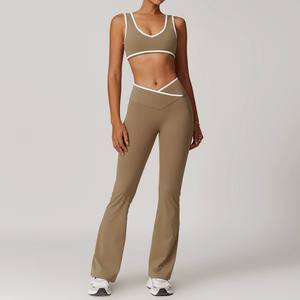 Crossover taille haute <span class=keywords><strong>costume</strong></span> de sport femmes contrastant dos nu serré <span class=keywords><strong>costume</strong></span> de Yoga nu course Fitness Yoga vêtements - Product Image 6