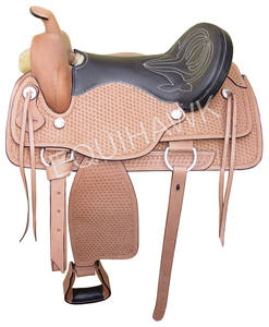 Sillín de caballo occidental de cuero personalizado de alta tendencia, herramientas manuales talladas en árbol de fibra de vidrio de madera para montar a caballo EQUIHAWK - Product Image 3