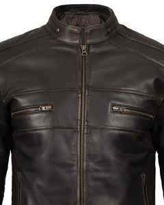 Outdoor Wholesale New Style <b>Distressed</b> Genuine Lambskin <b>Top</b> Quality Material Wholesale Price Causal Leather Jacket For Men - Product Image 5