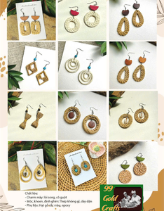 High Quality Vietnam Rattan Earrings - Woven Straw Rattan Earrings For Beach Outfits And Handmade Jewelry Brands - Product Image 5