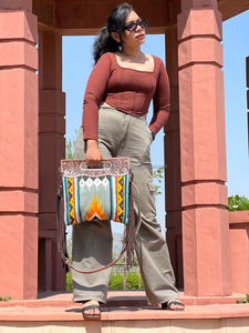 Llegada mano Tooled Fringe bolsos Jacquard Color Sling bolsos bohemio azteca tela nuevo diseño Vintage bolsos elegantes para mujeres - Product Image 2