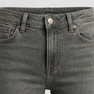 Jean en denim extensible taille mi-haute pour femme, coupe droite, style décontracté, couleur personnalisable, coton respirant, délavage 3D, tendance - Product Image 4