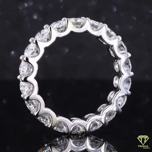 แหวนแต่งงานประดับเพชร VVS สีทองเงิน925สำหรับผู้หญิงสายรัดนิรันดร์สำหรับใส่ในแล็บทรงกลมแบบคลาสสิก - Product Image 5