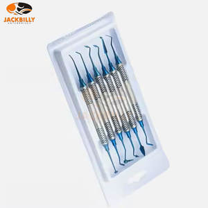 Conjunto de espátula de relleno de resina compuesta Dental de fábrica directa al por mayor escalador de sonda recubierto de titanio azul 6 uds médico de acero inoxidable - Product Image 5