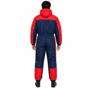 <b>Boys</b> Red Navy Color Blocking Winter Snowsuit Full Length Hooded Waterproof Sporty Tracksuit With Side Pockets - Product Image 5
