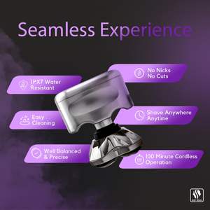 Afeitadora Eléctrica Facial para Hombre, Recortadora Inalámbrica Impermeable con Estuche de Viaje, Triple Cuchilla, IPX7, Lavable, Mini Afeitadora Eléctrica - Product Image 4