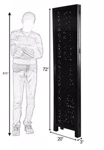 Separador de Ambientes de Madera, Biombo de Privacidad, Separador de Madera, Diseño de Tallado Artesanal - 1.5 Metros de Alto (Rojo) - Product Image 2