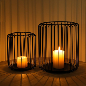 Portavelas de Metal Negro, Farol Moderno para Velas de Té, Centro de Mesa Hecho a Mano, Decoración del Hogar para Sala de Estar, Boda - Product Image 3