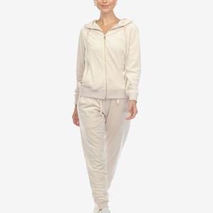 Custom Hot Selling Fleece Solid <b>Short</b> <b>Sleeve</b> Plus Size Women's Zip-Up Hoodie Jogger Set 2-Piece Anti-Pilling - Product Image 1