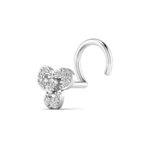 14KT Gold Women's Fine Body Jewelry New Design Flower Shape <b>Nosepin</b> with 0.08 CT Real Diamond Trillion Pressing Style for Gifts - Product Image 4