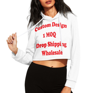 Sudadera personalizada de manga larga con dobladillo suelto a la moda con estampado bajo demanda, ropa de envío directo, Top corto con cuello redondo para mujer, Sudadera con capucha de talla grande - Product Image 5