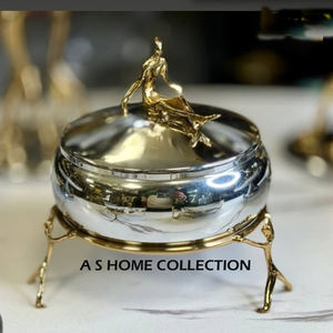 Superior Quality Aluminum Stand Chocolate <b>Bowl</b> Home Decor Stainless Steel <b>Metal</b> <b>Bowl</b> for Wedding Top Golden Tree Branch Design - Product Image 6