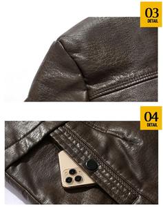 2025 Men's Real Leather Blazer <b>Stand</b> Collar Autumn Winter Business Fleece Big Lapel Fake Fur Plush Trench Coat for Middle-aged - Product Image 5