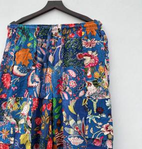 100% algodón puro cintura elástica bloque de mano estampado Patchwork Streetwear Cargo Joggers para verano secado rápido - Product Image 2